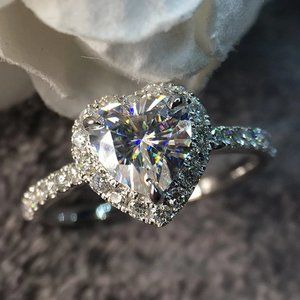 Crystal Heart Shaped cubic zirconia Ring